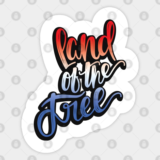 Land Of The Free Handlettering Sticker by hoddynoddy